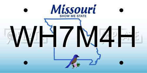 WH7M4H Missouri License Plate