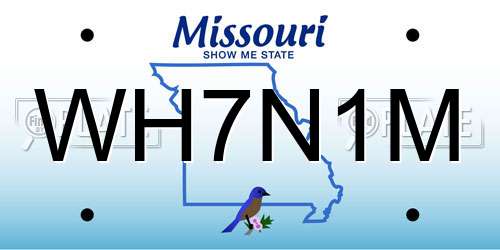 WH7N1M Missouri License Plate
