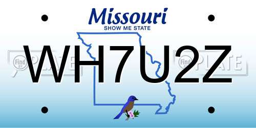 WH7U2Z Missouri License Plate