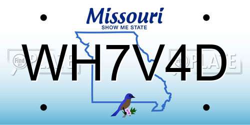WH7V4D Missouri License Plate