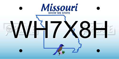 WH7X8H Missouri License Plate