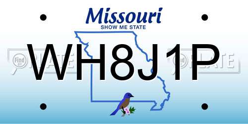 WH8J1P Missouri License Plate