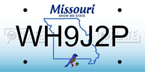 WH9J2P Missouri License Plate