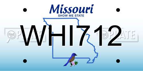 WHI712 Missouri License Plate