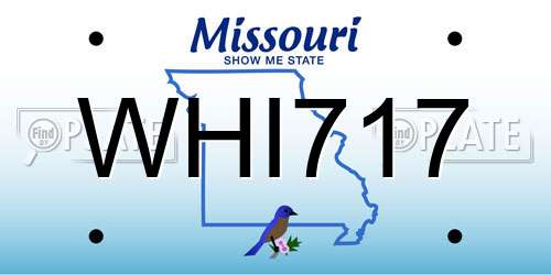 WHI717 Missouri License Plate