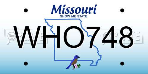 WHO748 Missouri License Plate