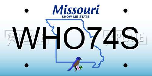 WHO74S Missouri License Plate