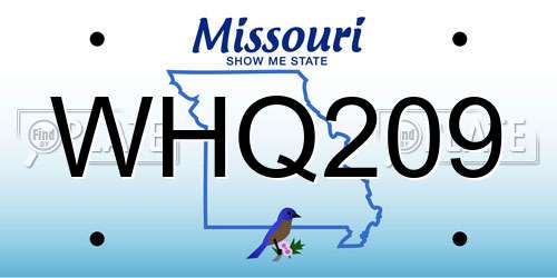 WHQ209 Missouri License Plate