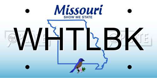 WHTLBK Missouri License Plate