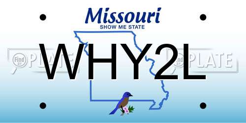 WHY2L Missouri License Plate