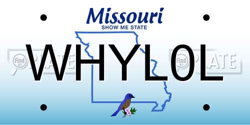 WHYL0L Missouri License Plate
