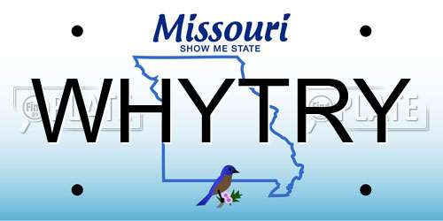 WHYTRY Missouri License Plate