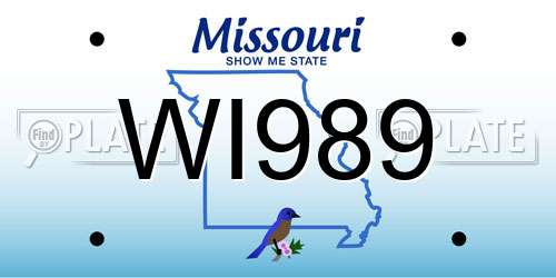 WI989 Missouri License Plate