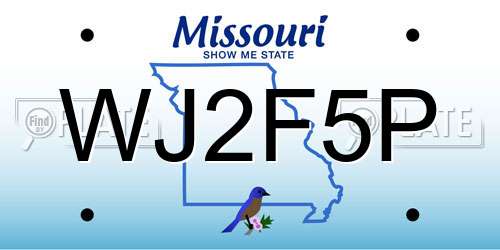 WJ2F5P Missouri License Plate