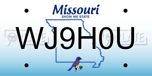 WJ9H0U Missouri License Plate