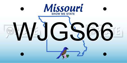 WJGS66 Missouri License Plate