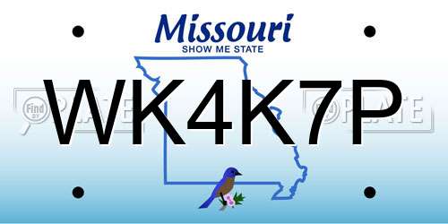 WK4K7P Missouri License Plate