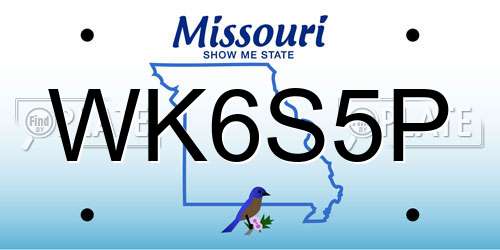 WK6S5P Missouri License Plate