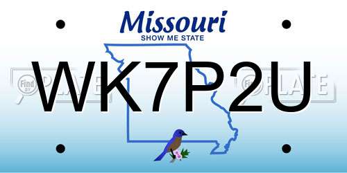 WK7P2U Missouri License Plate