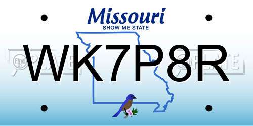 WK7P8R Missouri License Plate