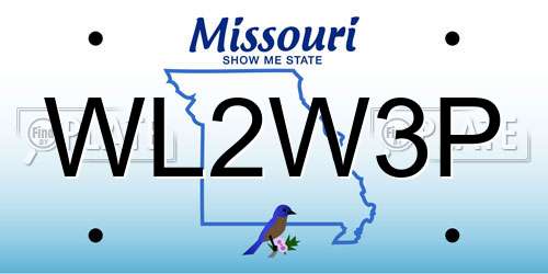 WL2W3P Missouri License Plate