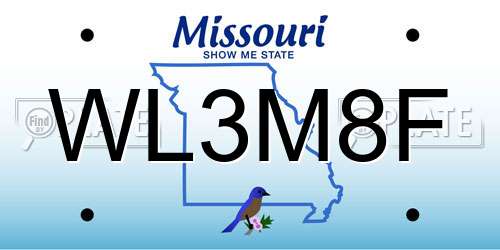 WL3M8F Missouri License Plate