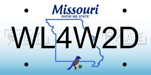 WL4W2D Missouri License Plate