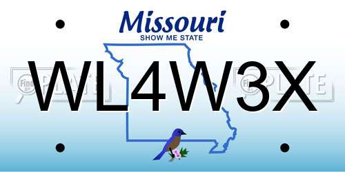 WL4W3X Missouri License Plate