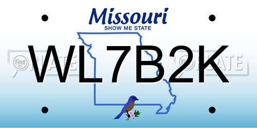 WL7B2K Missouri License Plate