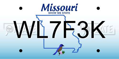 WL7F3K Missouri License Plate