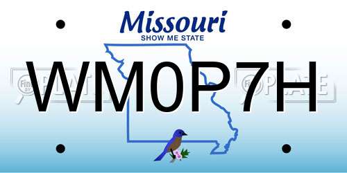 WM0P7H Missouri License Plate