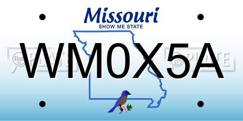WM0X5A Missouri License Plate
