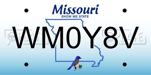 WM0Y8V Missouri License Plate