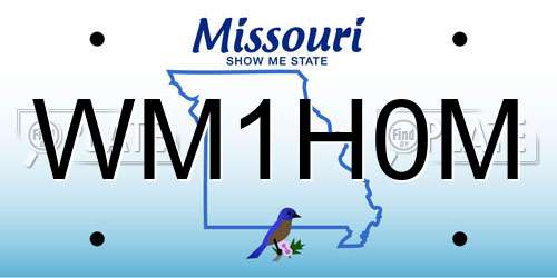 WM1H0M Missouri License Plate