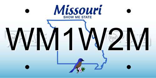 WM1W2M Missouri License Plate
