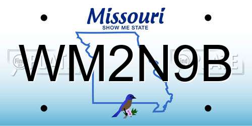 WM2N9B Missouri License Plate