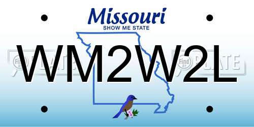 WM2W2L Missouri License Plate