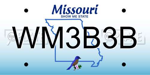 WM3B3B Missouri License Plate