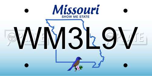 WM3L9V Missouri License Plate