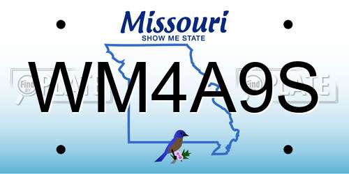 WM4A9S Missouri License Plate