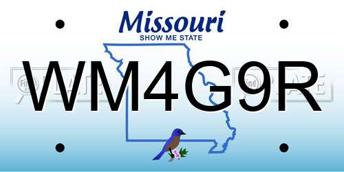 WM4G9R Missouri License Plate