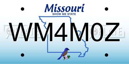 WM4M0Z Missouri License Plate