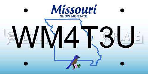 WM4T3U Missouri License Plate