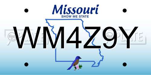 WM4Z9Y Missouri License Plate
