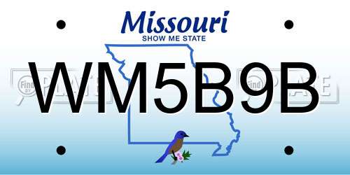 WM5B9B Missouri License Plate