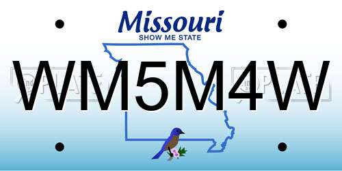 WM5M4W Missouri License Plate