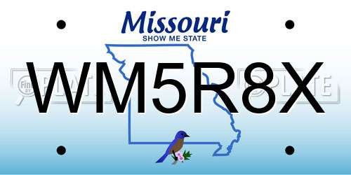 WM5R8X Missouri License Plate