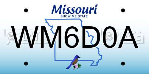 WM6D0A Missouri License Plate