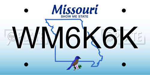 WM6K6K Missouri License Plate