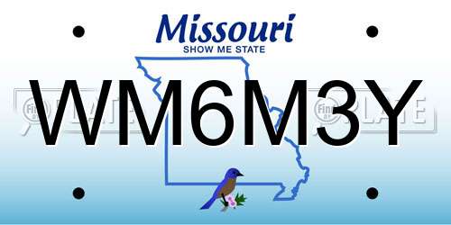 WM6M3Y Missouri License Plate
